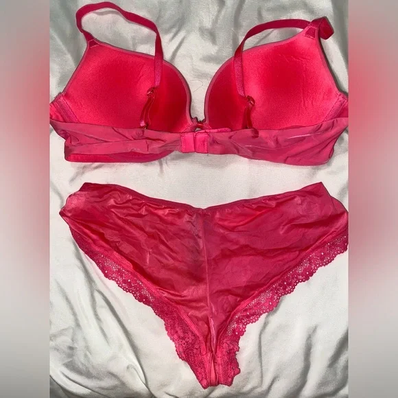 Victoria’s Secret 36B Push-Up bra and Large pantie set Pink - Picture 2 of 4
